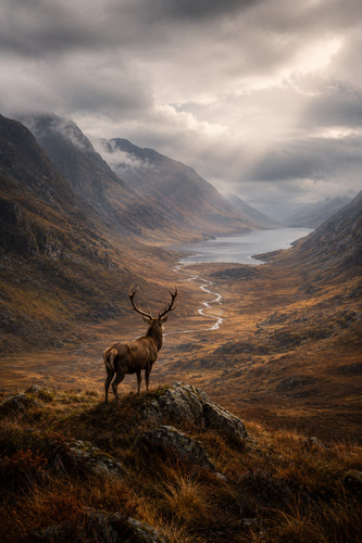 Scottish highland glen with - scottish,