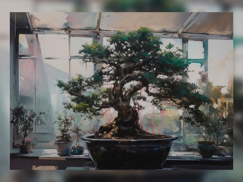 Bonsai baum garten ölgemälde - baum,
