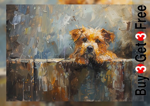 Scruffy terrier hund - terrier, 5"x7"