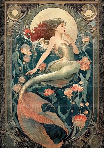 Jugendstil meerjungfrau - jugendstil,