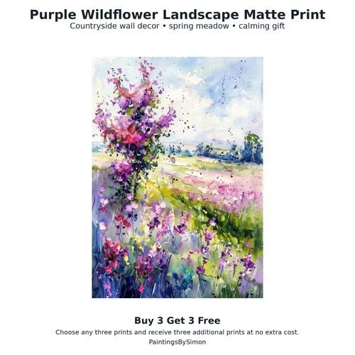 Lila wildblumenwiese druck - lila,